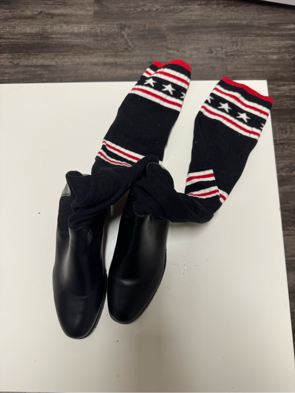 Black Men's Athletic Crew Socks with Red & White Stars